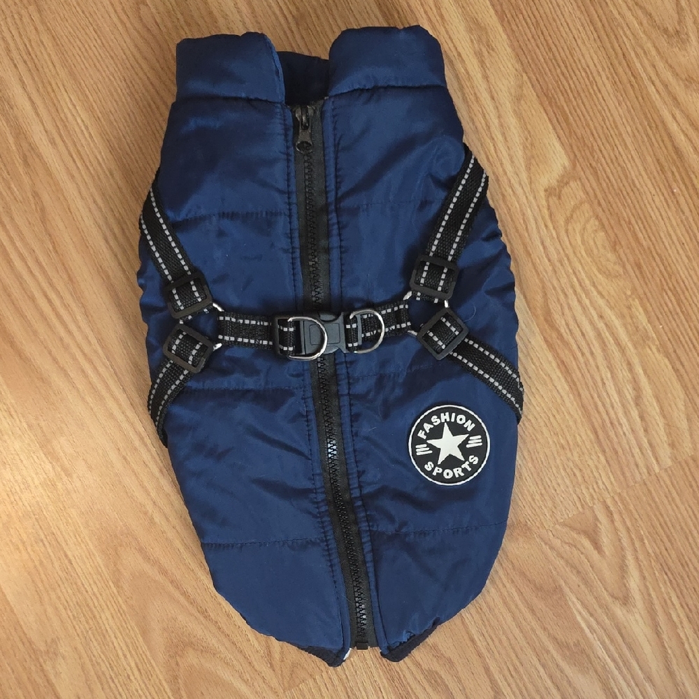 Fashion Sports Blue Dog Jacket With Harness